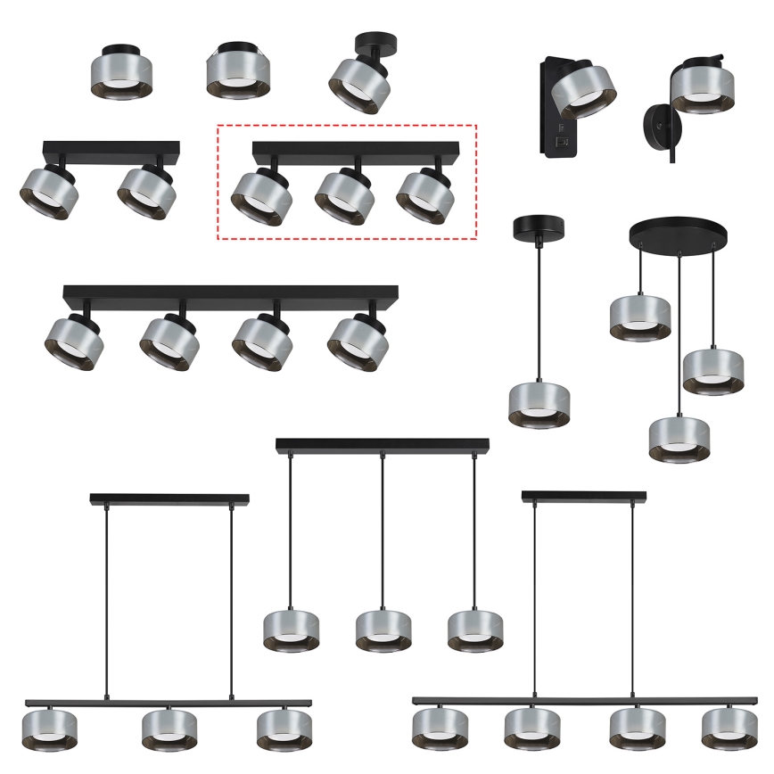 Brilagi - LED Bodové svítidlo AURA LUX 3xGX53/30W/230V černá/kouřová