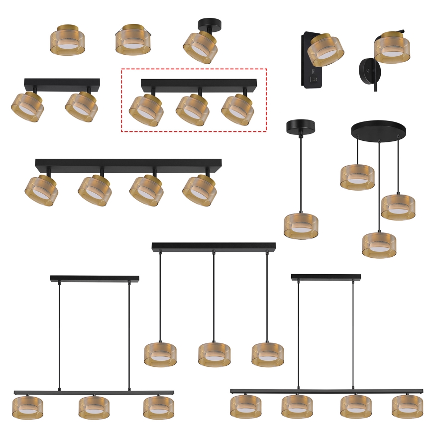 Brilagi - LED Bodové svítidlo AURA LUX 3xGX53/30W/230V černá/zlatá