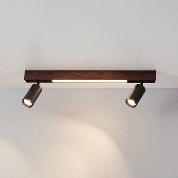 BRILAGI - LED Bodové svítidlo SELE 2xGU10/30W/230V + LED/15W černá/dekor dubu