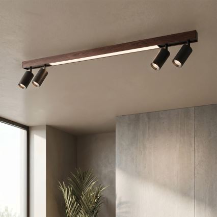 BRILAGI - LED Bodové svítidlo SELE 4xGU10/30W/230V + LED/25W černá/dekor třešně