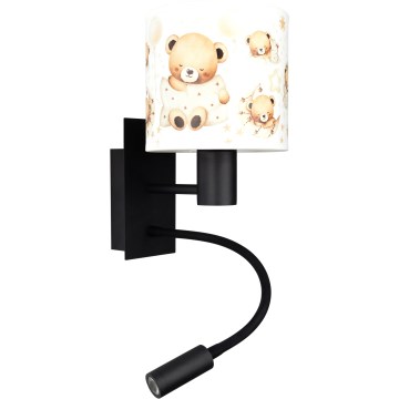 Brilagi - LED Dětská flexibilní nástěnná lampa BOBO 1xE27/25W/230V + LED/3W černá/bílá/medvídci