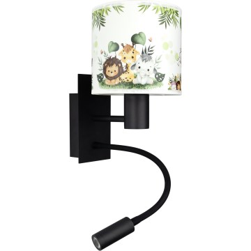 Brilagi - LED Dětská flexibilní nástěnná lampa BOBO 1xE27/25W/230V + LED/3W černá/bílá/zelená/džungle