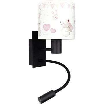 Brilagi - LED Dětská flexibilní nástěnná lampa BOBO 1xE27/25W/230V + LED/3W černá/krémová/králíčci