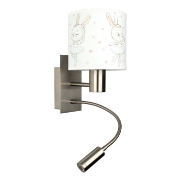 Brilagi - LED Dětská flexibilní nástěnná lampa BOBO 1xE27/25W/230V + LED/3W matný chrom/bílá/králíčci