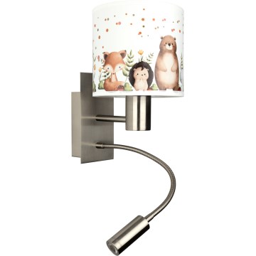 Brilagi - LED Dětská flexibilní nástěnná lampa BOBO 1xE27/25W/230V + LED/3W matný chrom/bílá/zvířátka
