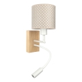 Brilagi - LED Dětská flexibilní nástěnná lampa BOBO WOOD 1xE27/25W/230V + LED/3W dub/bílá/béžová/puntíky