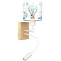 Brilagi - LED Dětská flexibilní nástěnná lampa BOBO WOOD 1xE27/25W/230V + LED/3W dub/bílá/modrá/medvídci