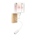 Brilagi - LED Dětská flexibilní nástěnná lampa BOBO WOOD 1xE27/25W/230V + LED/3W dub/bílá/růžová/baletky