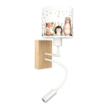 Brilagi - LED Dětská flexibilní nástěnná lampa BOBO WOOD 1xE27/25W/230V + LED/3W dub/bílá/zvířátka