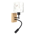 Brilagi - LED Dětská flexibilní nástěnná lampa BOBO WOOD 1xE27/25W/230V + LED/3W dub/černá/bílá/králíčci