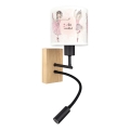 Brilagi - LED Dětská flexibilní nástěnná lampa BOBO WOOD 1xE27/25W/230V + LED/3W dub/černá/bílá/růžová/baletky