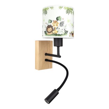 Brilagi - LED Dětská flexibilní nástěnná lampa BOBO WOOD 1xE27/25W/230V + LED/3W dub/černá/bílá/zelená/džungle