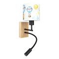 Brilagi - LED Dětská flexibilní nástěnná lampa BOBO WOOD 1xE27/25W/230V + LED/3W dub/černá/bílá/zvířátka