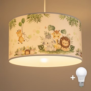 Brilagi - LED Dětský lustr na lanku BOBO 1xE27/10W/230V pr. 35 cm bílá/džungle