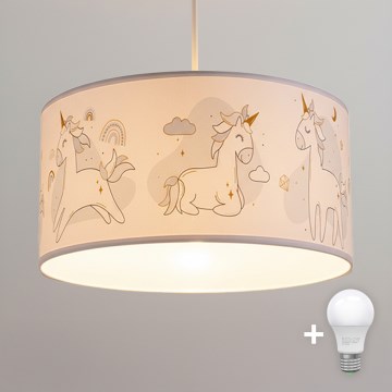 Brilagi - LED Dětský lustr na lanku BOBO 1xE27/10W/230V pr. 35 cm bílá/jednorožci