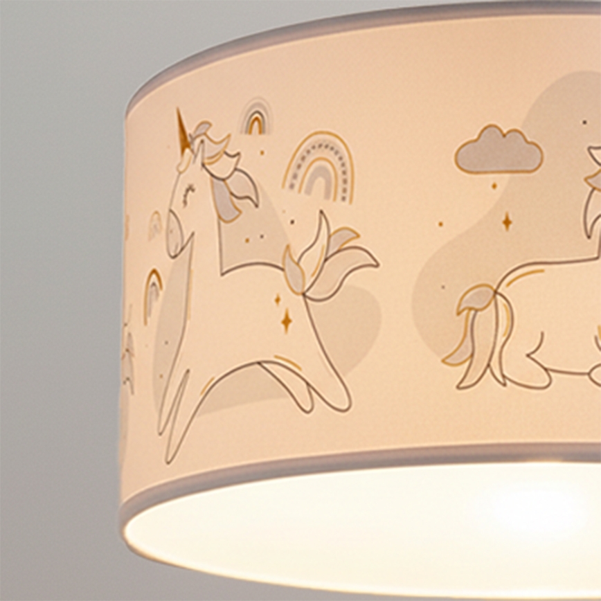 Brilagi - LED Dětský lustr na lanku BOBO 1xE27/10W/230V pr. 35 cm bílá/jednorožci