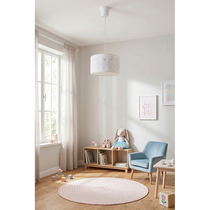 Brilagi - LED Dětský lustr na lanku BOBO 1xE27/10W/230V pr. 35 cm bílá/králíčci
