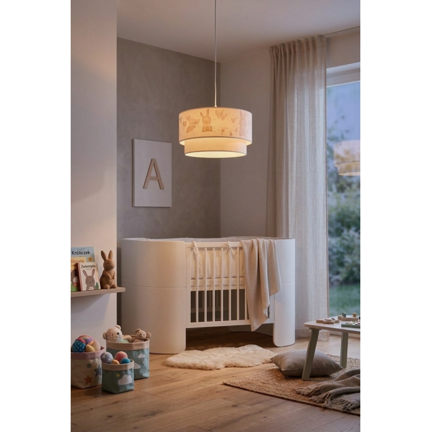 Brilagi - LED Dětský lustr na lanku BOBO 1xE27/10W/230V pr. 35 cm bílá/králíčci