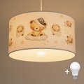 Brilagi - LED Dětský lustr na lanku BOBO 1xE27/10W/230V pr. 35 cm bílá/medvídci