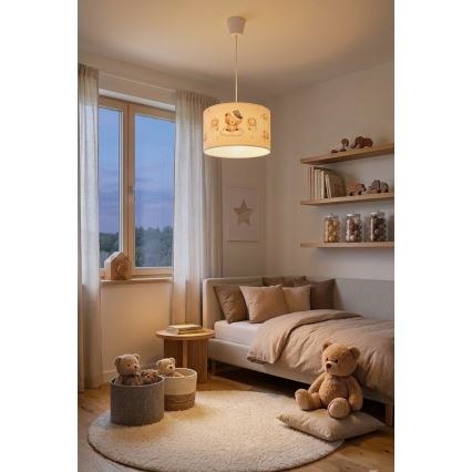 Brilagi - LED Dětský lustr na lanku BOBO 1xE27/10W/230V pr. 35 cm bílá/medvídci