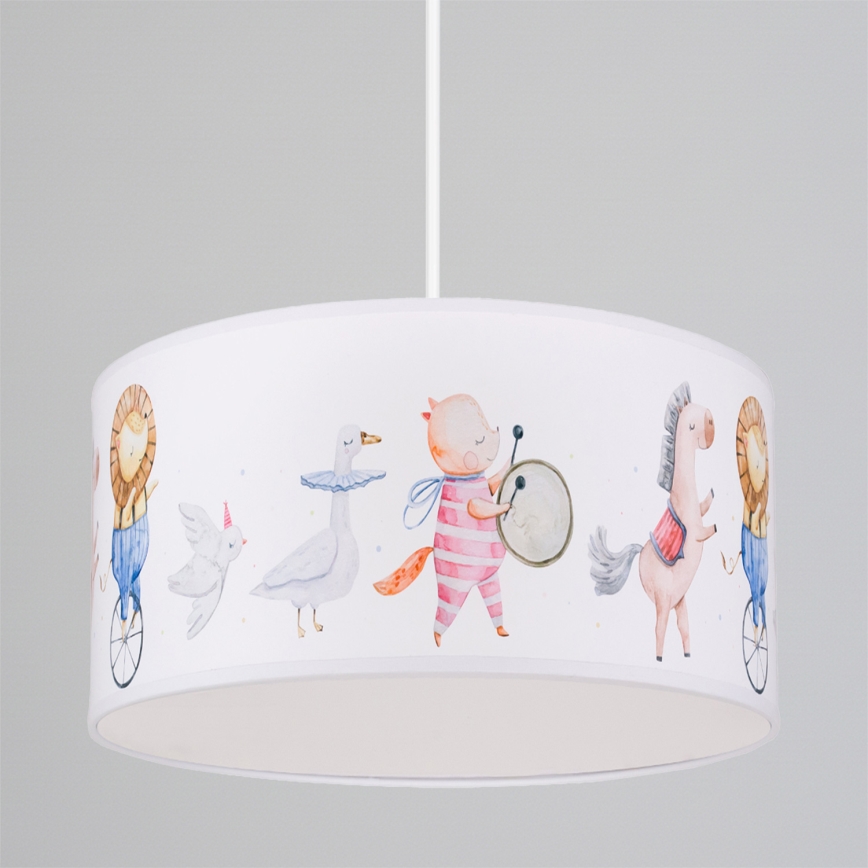 Brilagi - LED Dětský lustr na lanku BOBO 1xE27/10W/230V pr. 35 cm bílá/zvířátka