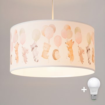 Brilagi - LED Dětský lustr na lanku BOBO 1xE27/10W/230V pr. 35 cm bílá/zvířátka