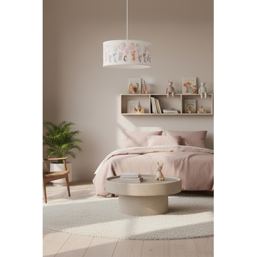Brilagi - LED Dětský lustr na lanku BOBO 1xE27/10W/230V pr. 35 cm bílá/zvířátka