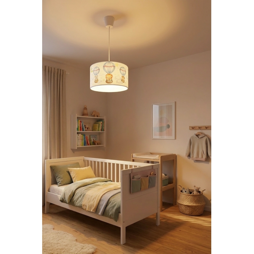 Brilagi - LED Dětský lustr na lanku BOBO 1xE27/10W/230V pr. 35 cm bílá/zvířátka