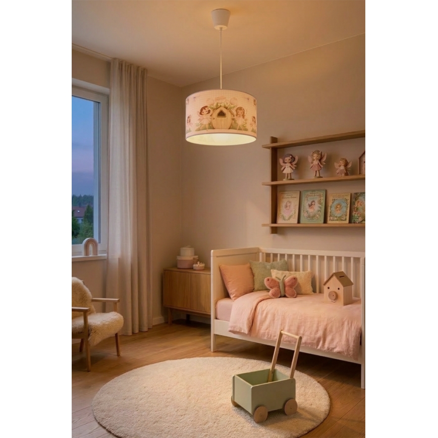 Brilagi - LED Dětský lustr na lanku BOBO 1xE27/10W/230V pr. 35 cm růžová/víly