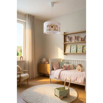 Brilagi - LED Dětský lustr na lanku BOBO 1xE27/10W/230V pr. 35 cm růžová/víly