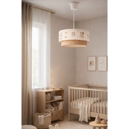 Brilagi - LED Dětský lustr na lanku BOBO 1xE27/10W/230V pr. 40 cm bílá/béžová/medvídci