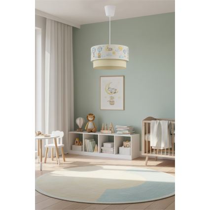 Brilagi - LED Dětský lustr na lanku BOBO 1xE27/10W/230V pr. 40 cm bílá/béžová/zvířátka