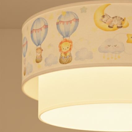 Brilagi - LED Dětský lustr na lanku BOBO 1xE27/10W/230V pr. 40 cm bílá/béžová/zvířátka