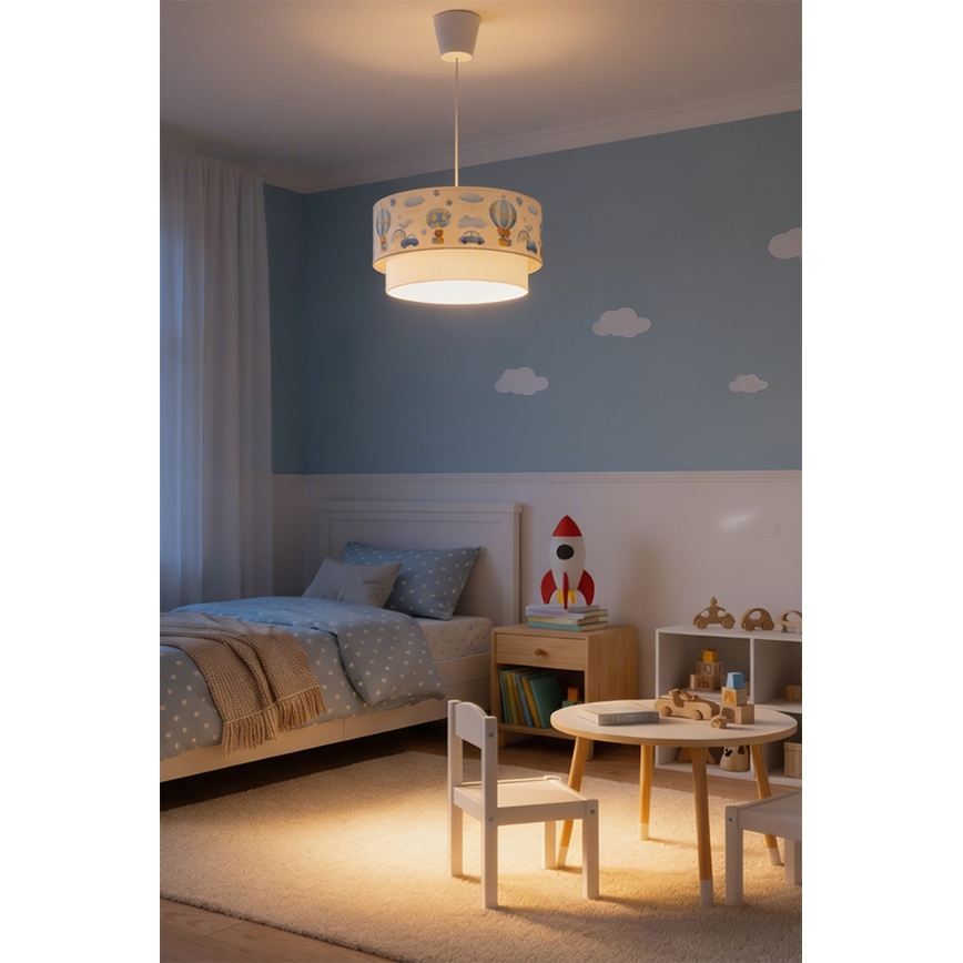 Brilagi - LED Dětský lustr na lanku BOBO 1xE27/10W/230V pr. 40 cm krémová/modrá/medvídci