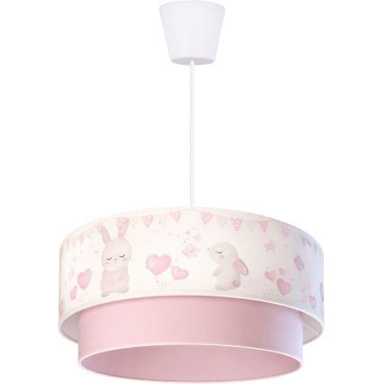 Brilagi - LED Dětský lustr na lanku BOBO 1xE27/10W/230V pr. 40 cm krémová/růžová/králíčci