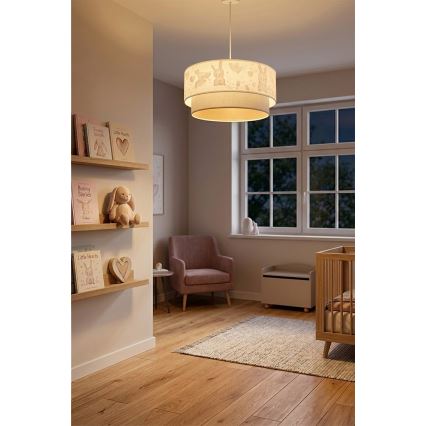 Brilagi - LED Dětský lustr na lanku BOBO 1xE27/10W/230V pr. 40 cm krémová/šedá/králíčci