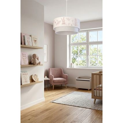 Brilagi - LED Dětský lustr na lanku BOBO 1xE27/10W/230V pr. 40 cm krémová/šedá/králíčci