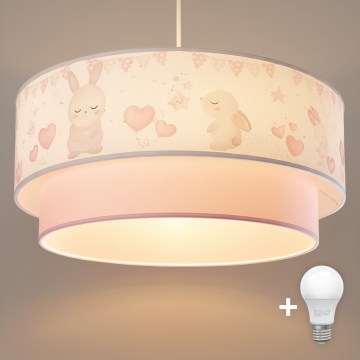 Brilagi - LED Dětský lustr na lanku BOBO 1xE27/10W/230V pr. 40 cm krémová/růžová/králíčci