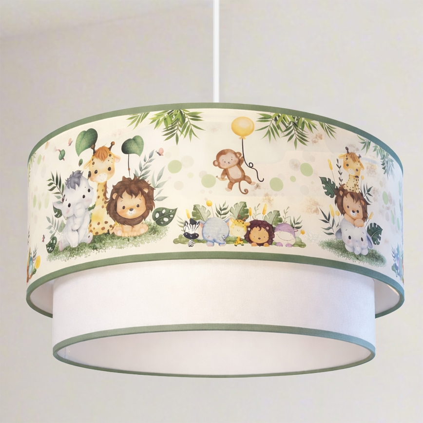 Brilagi - LED Dětský lustr na lanku BOBO 1xE27/10W/230V pr. 40 cm krémová/zelená/džungle