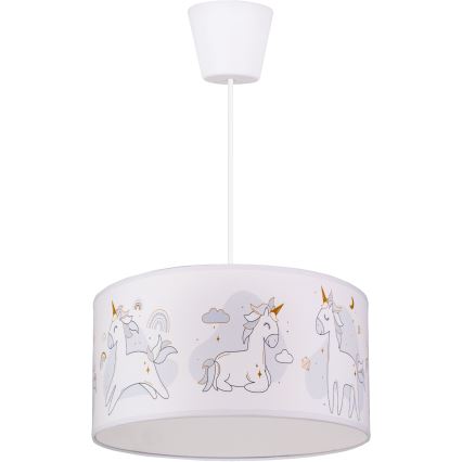 Brilagi - LED Dětský lustr na lanku BOBO 1xE27/60W/230V pr. 35 cm bílá/jednorožci