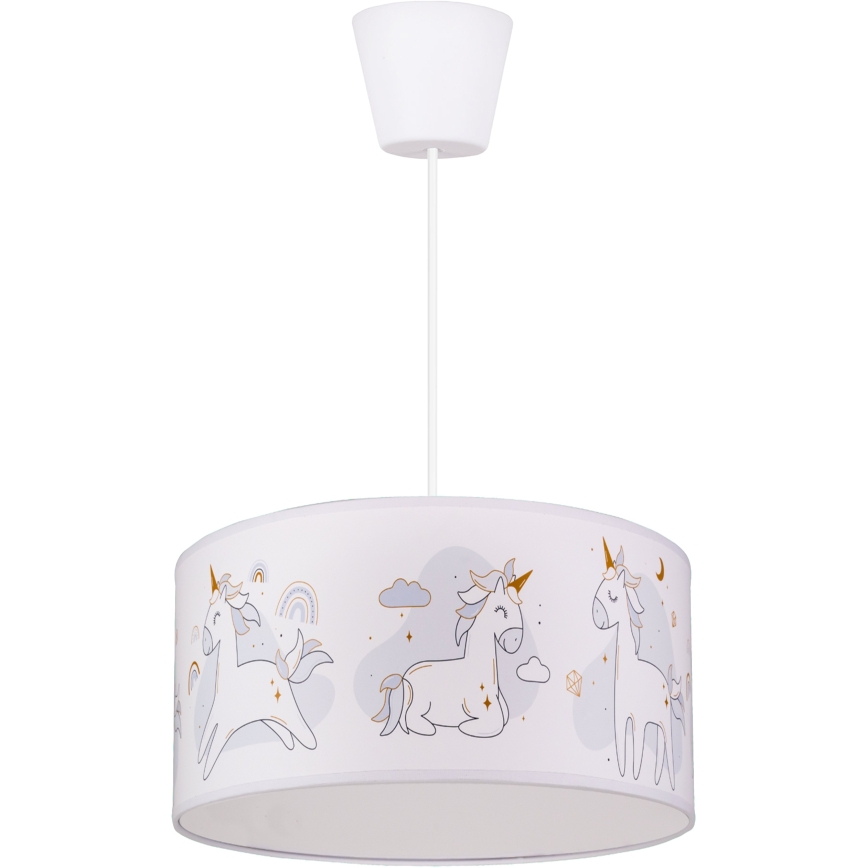 Brilagi - LED Dětský lustr na lanku BOBO 1xE27/60W/230V pr. 35 cm bílá/jednorožci