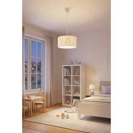 Brilagi - LED Dětský lustr na lanku BOBO 1xE27/60W/230V pr. 35 cm bílá/jednorožci