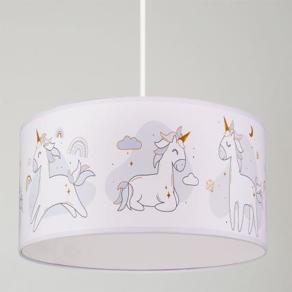 Brilagi - LED Dětský lustr na lanku BOBO 1xE27/60W/230V pr. 35 cm bílá/jednorožci