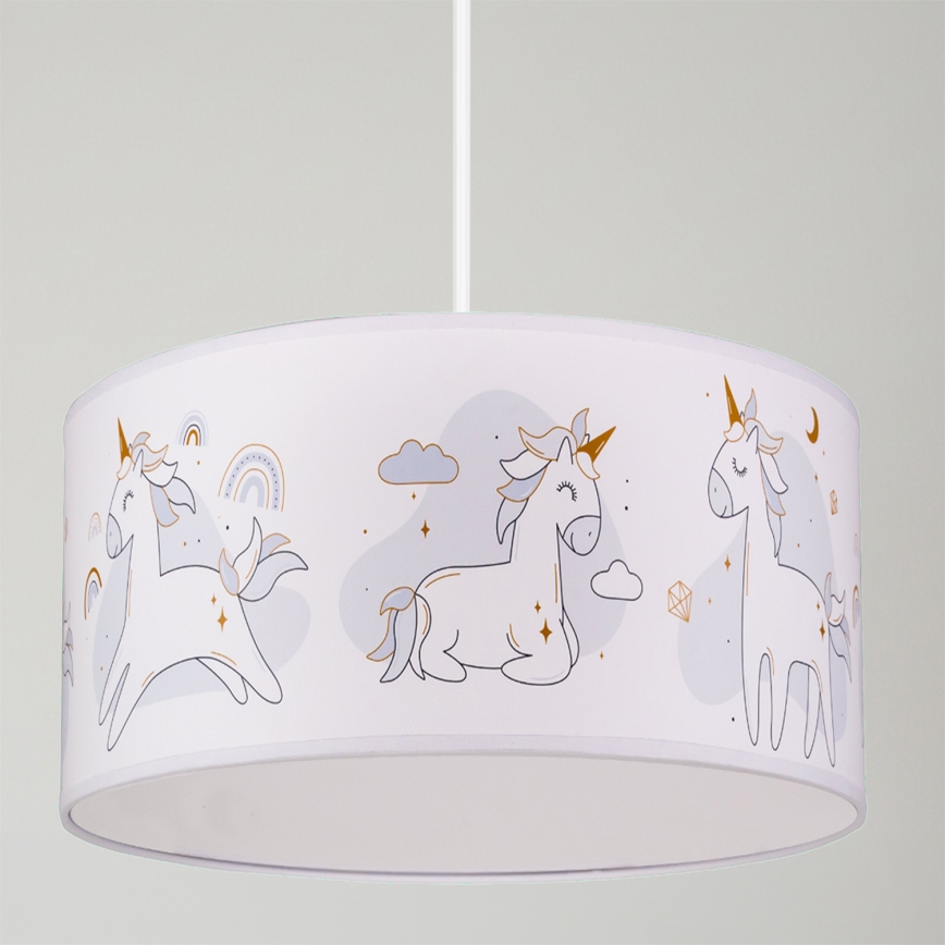 Brilagi - LED Dětský lustr na lanku BOBO 1xE27/60W/230V pr. 35 cm bílá/jednorožci