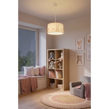 Brilagi - LED Dětský lustr na lanku BOBO 1xE27/60W/230V pr. 35 cm bílá/králíčci