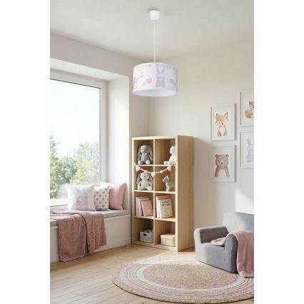 Brilagi - LED Dětský lustr na lanku BOBO 1xE27/60W/230V pr. 35 cm bílá/králíčci