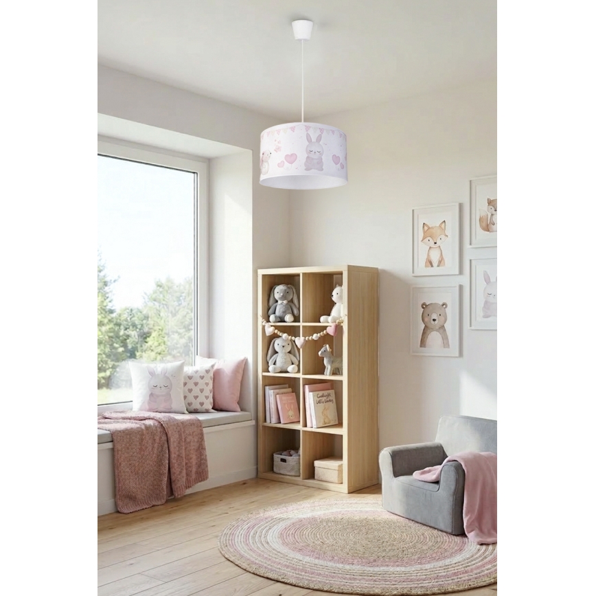 Brilagi - LED Dětský lustr na lanku BOBO 1xE27/60W/230V pr. 35 cm bílá/králíčci