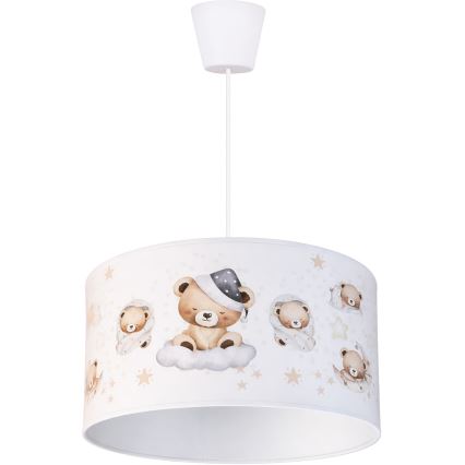 Brilagi - LED Dětský lustr na lanku BOBO 1xE27/60W/230V pr. 35 cm bílá/medvídci