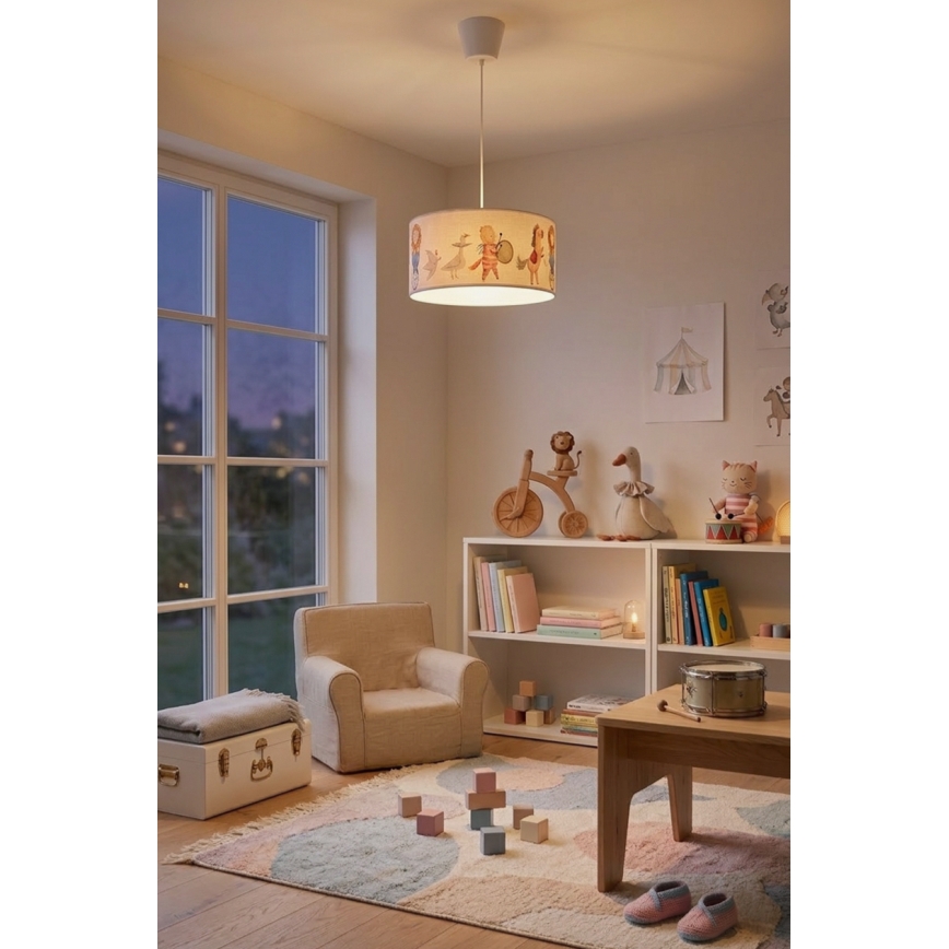 Brilagi - LED Dětský lustr na lanku BOBO 1xE27/60W/230V pr. 35 cm bílá/zvířátka