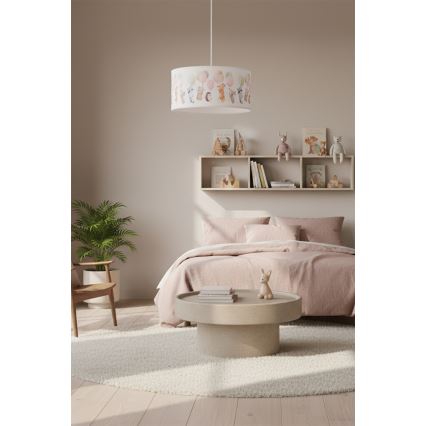 Brilagi - LED Dětský lustr na lanku BOBO 1xE27/60W/230V pr. 35 cm bílá/zvířátka